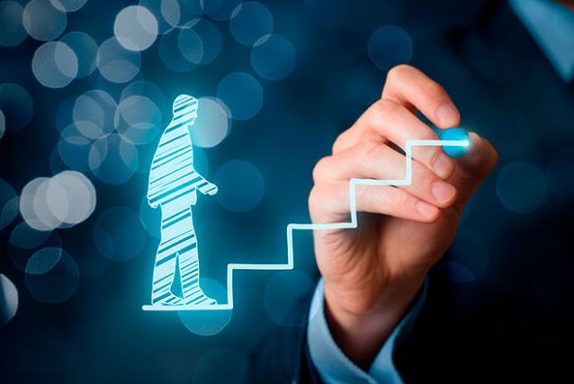 Representação do crescimento empresarial com processos bem definidos e evolução estruturada